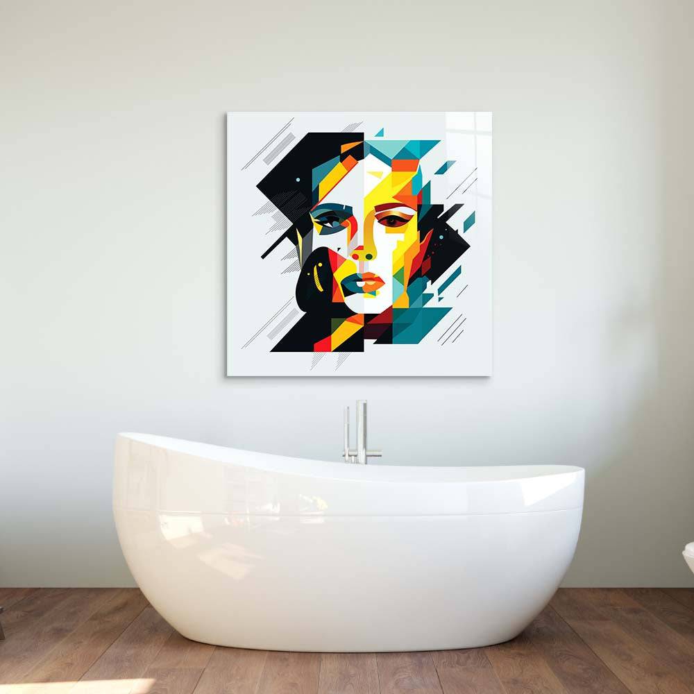 Geometric Female Portrait Glass Wall Art - CreoGlass E-Shop