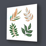 Geometric Painted Leaves Glass Wall Art - CreoGlass E-Shop