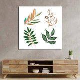 Geometric Painted Leaves Glass Wall Art - CreoGlass E-Shop