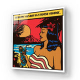 Girl in Paradise Retro Glass Wall Art - CreoGlass E-Shop