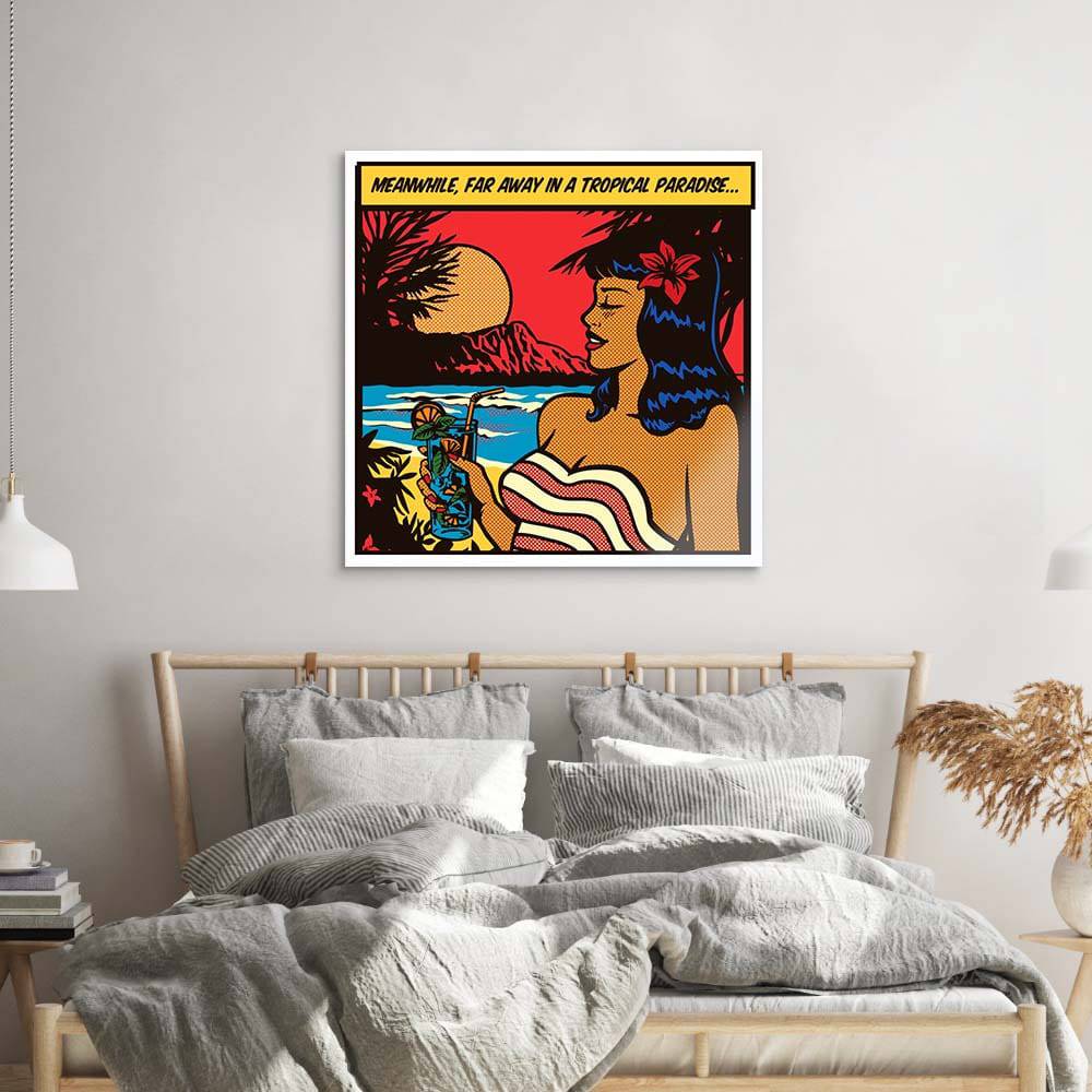 Girl in Paradise Retro Glass Wall Art - CreoGlass E-Shop