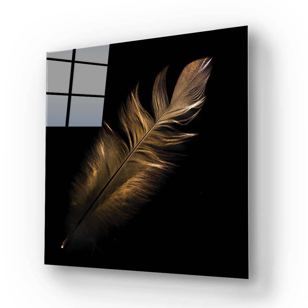 Gold Feather Glass Wall Art - CreoGlass E-Shop