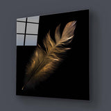 Gold Feather Glass Wall Art - CreoGlass E-Shop