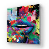 Graffiti Coloured Lips Glass Wall Art - CreoGlass E-Shop