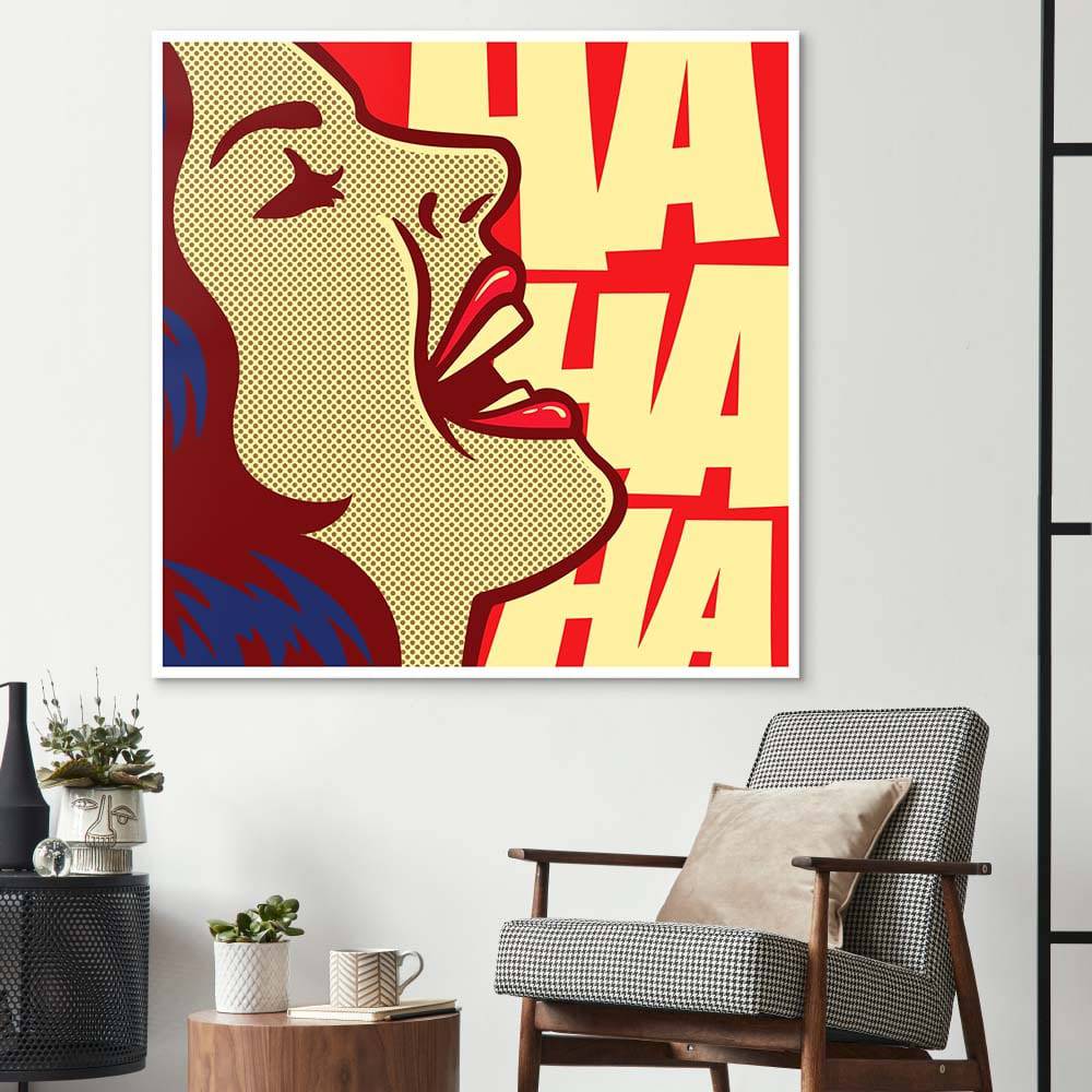Ha Ha Ha Retro Glass Wall Art - CreoGlass E-Shop