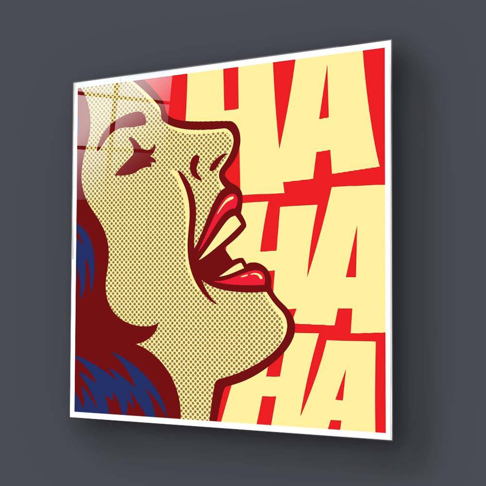 Ha Ha Ha Retro Glass Wall Art - CreoGlass E-Shop
