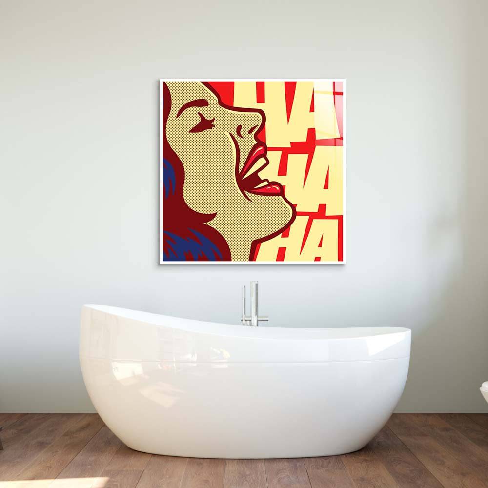 Ha Ha Ha Retro Glass Wall Art - CreoGlass E-Shop