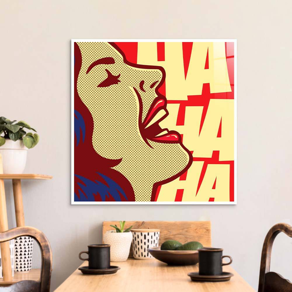 Ha Ha Ha Retro Glass Wall Art - CreoGlass E-Shop