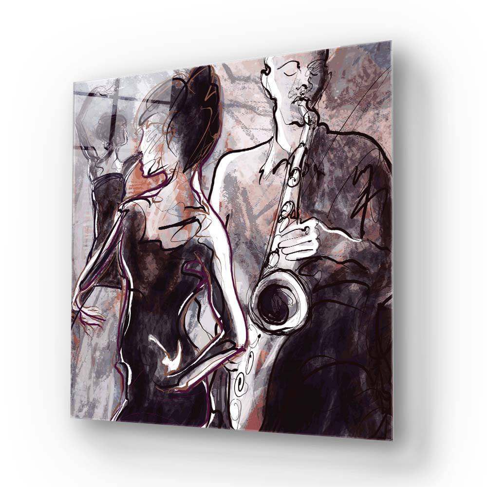 Jazz Band with Dancers Glass Wall Art - CreoGlass E-Shop