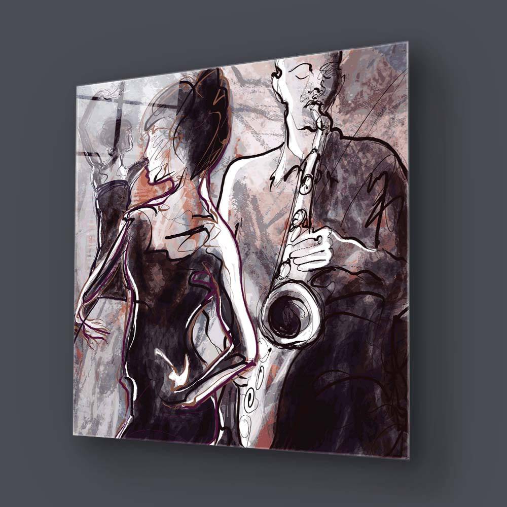 Jazz Band with Dancers Glass Wall Art - CreoGlass E-Shop