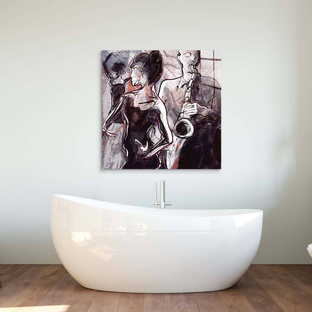 Jazz Band with Dancers Glass Wall Art - CreoGlass E-Shop