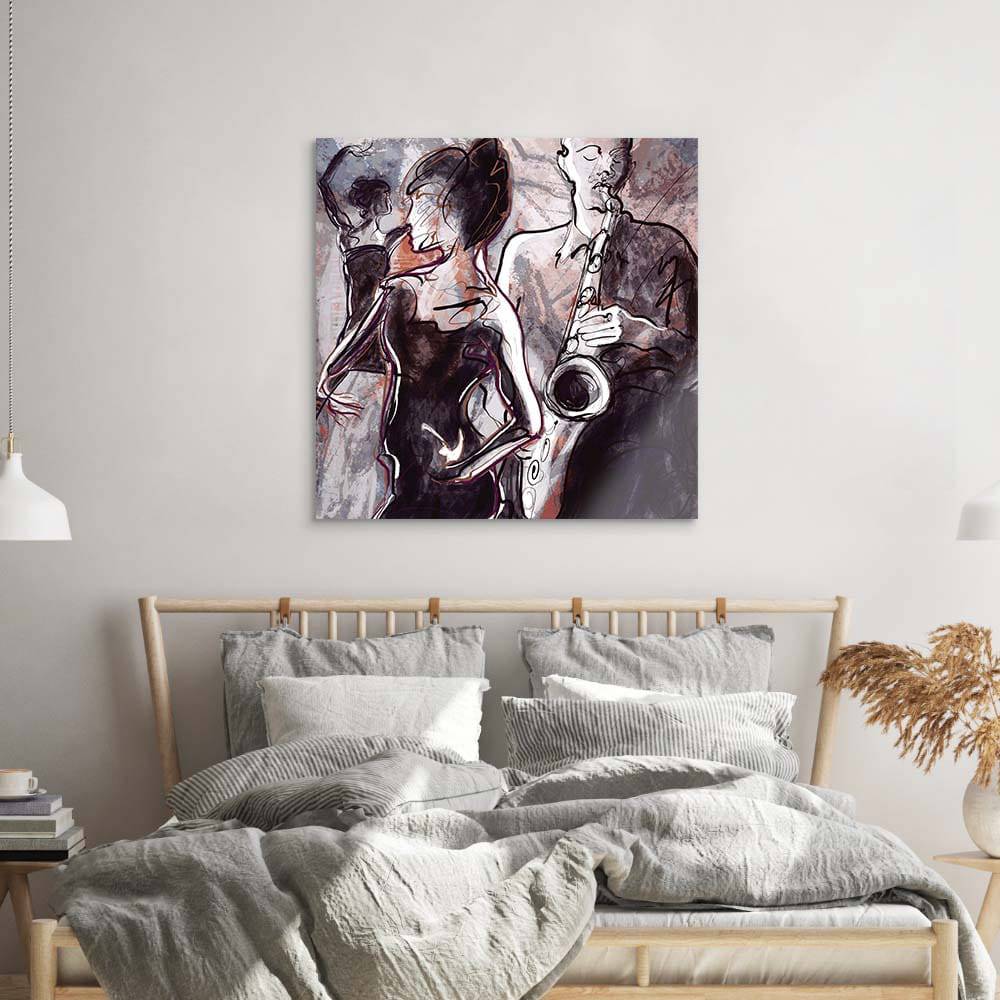 Jazz Band with Dancers Glass Wall Art - CreoGlass E-Shop