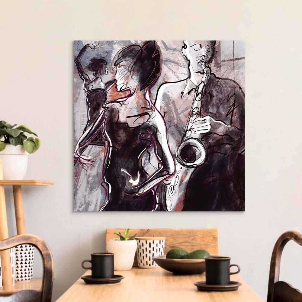 Jazz Band with Dancers Glass Wall Art - CreoGlass E-Shop