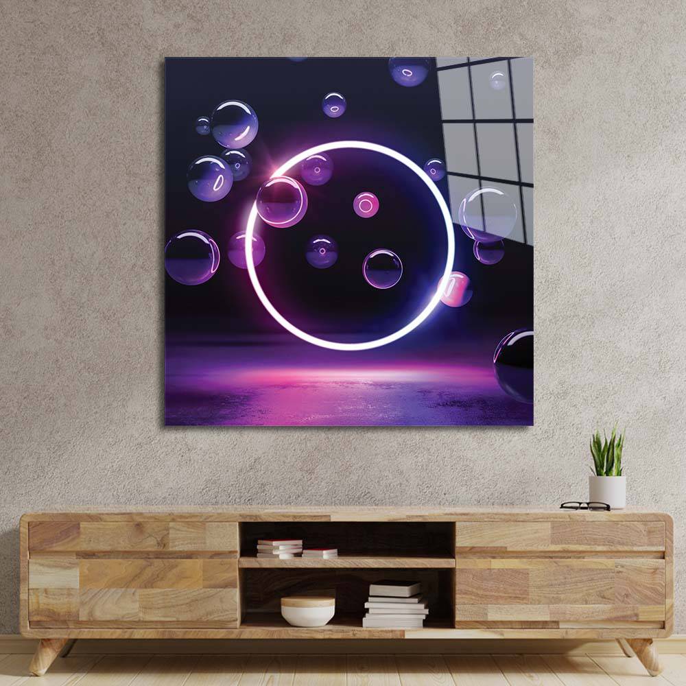 Neon Bubbles Glass Wall Art - CreoGlass E-Shop
