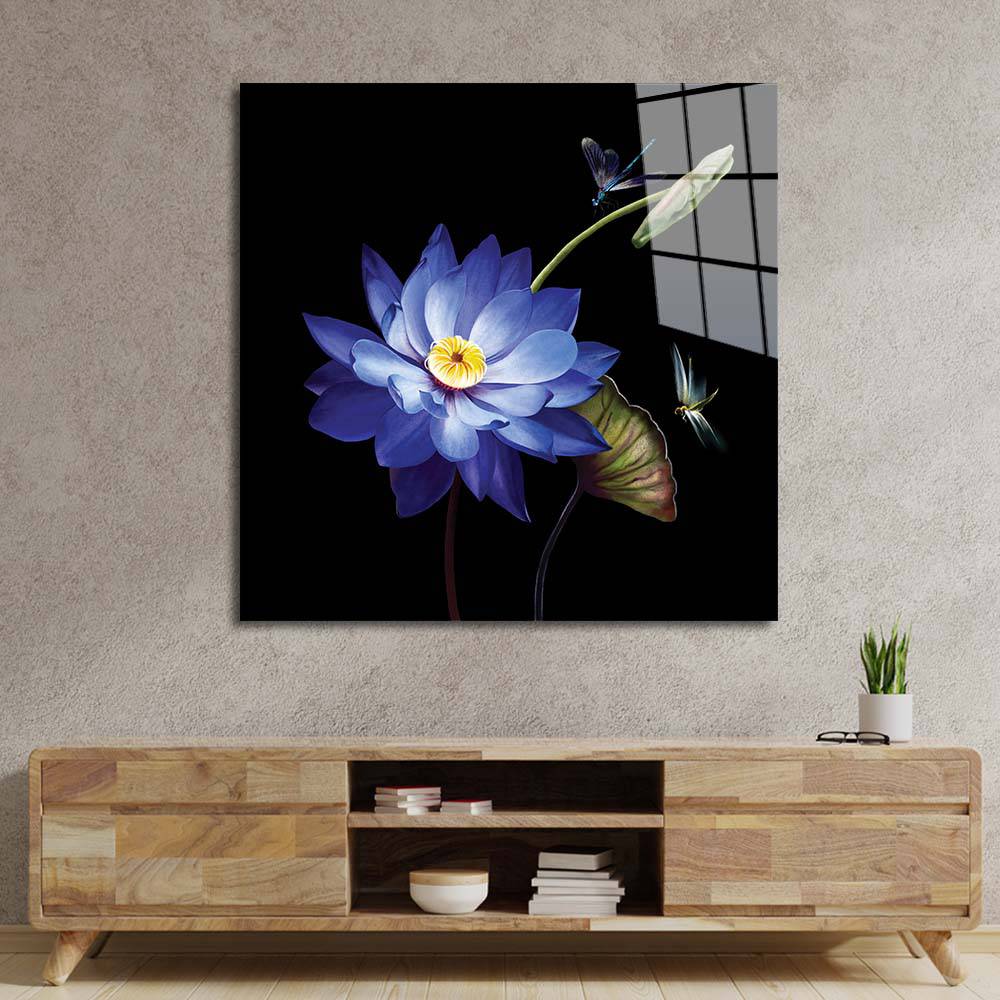 Purple Lotus Glass Wall Art - CreoGlass E-Shop