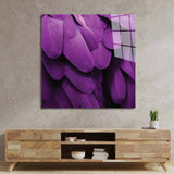 Purple Macaw Feathers Macro Photograph Glass Wall Art - CreoGlass E-Shop
