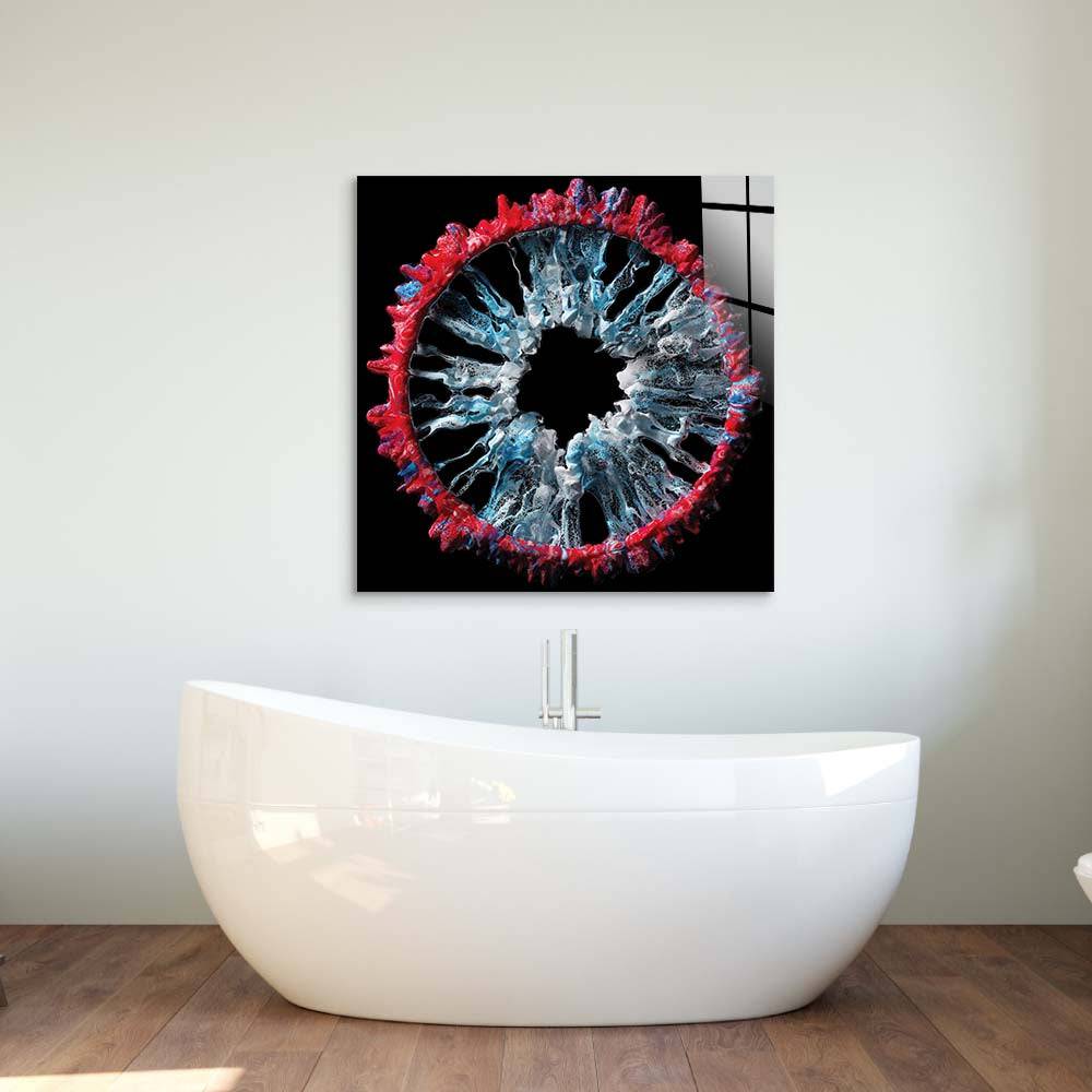 Red and Grey Iris Glass Wall Art - CreoGlass E-Shop