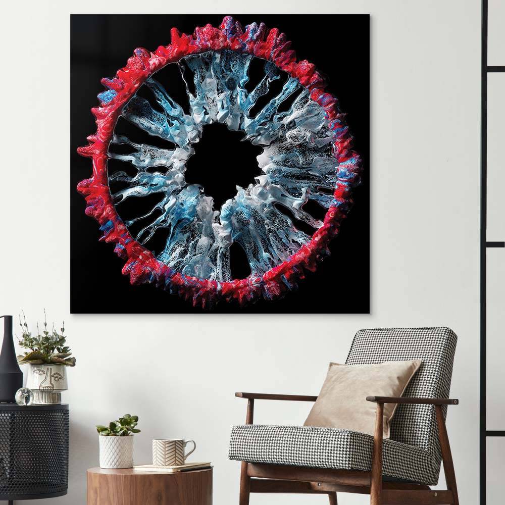 Red and Grey Iris Glass Wall Art - CreoGlass E-Shop