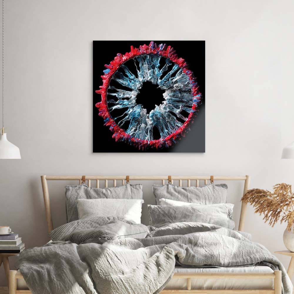 Red and Grey Iris Glass Wall Art - CreoGlass E-Shop