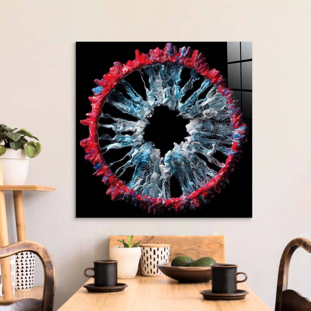 Red and Grey Iris Glass Wall Art - CreoGlass E-Shop