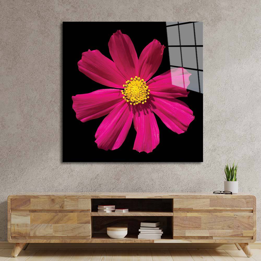 Red Daisy Glass Wall Art - CreoGlass E-Shop