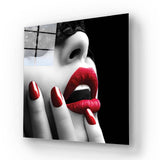 Red Lip and Nails Glass Wall Art - CreoGlass E-Shop