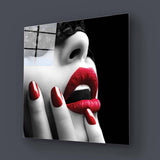 Red Lip and Nails Glass Wall Art - CreoGlass E-Shop