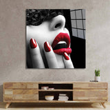 Red Lip and Nails Glass Wall Art - CreoGlass E-Shop