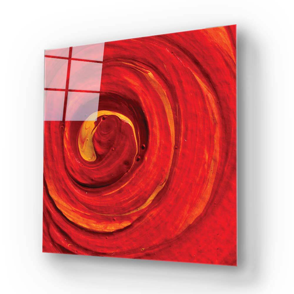 Red Paint Spiral Glass Wall Art - CreoGlass E-Shop