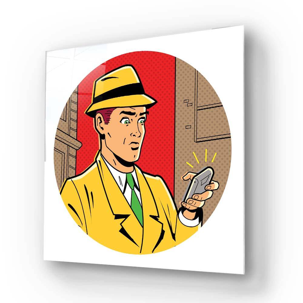 Retro Detective Glass Wall Art - CreoGlass E-Shop