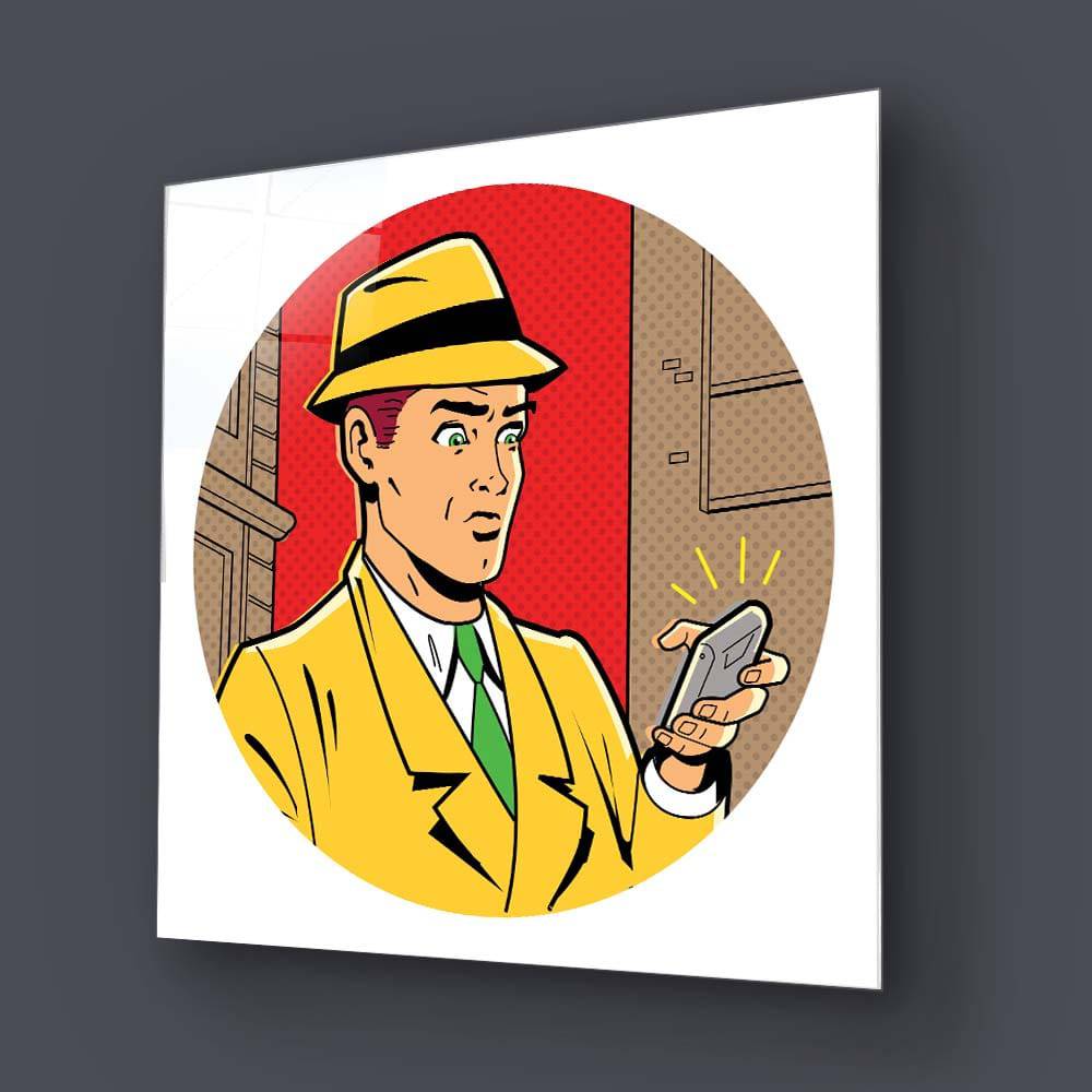 Retro Detective Glass Wall Art - CreoGlass E-Shop