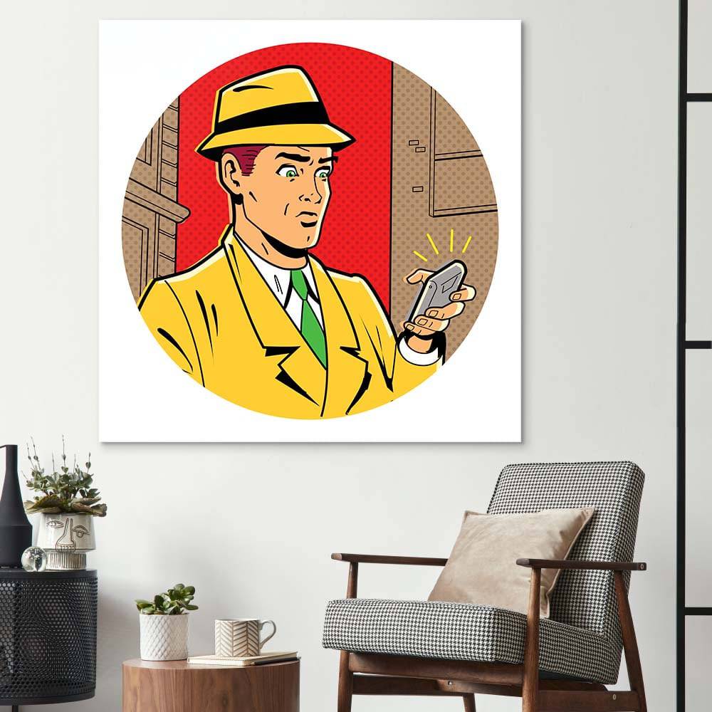 Retro Detective Glass Wall Art - CreoGlass E-Shop
