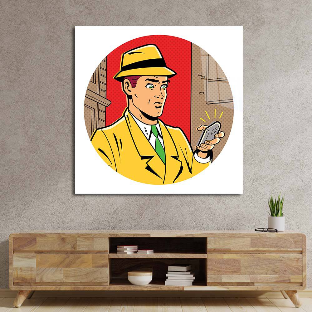 Retro Detective Glass Wall Art - CreoGlass E-Shop