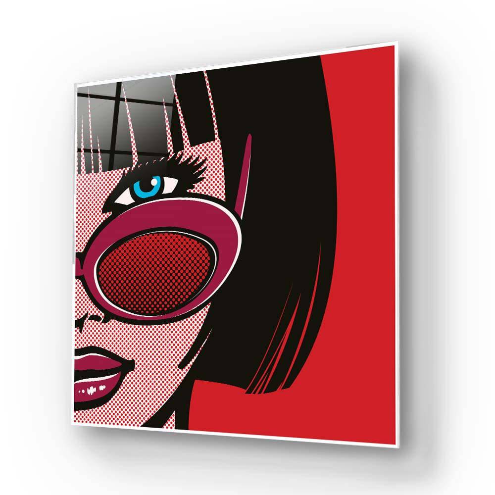 Retro Red Sunglasses 2 Glass Wall Art - CreoGlass E-Shop