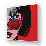 Retro Red Sunglasses 2 Glass Wall Art - CreoGlass E-Shop