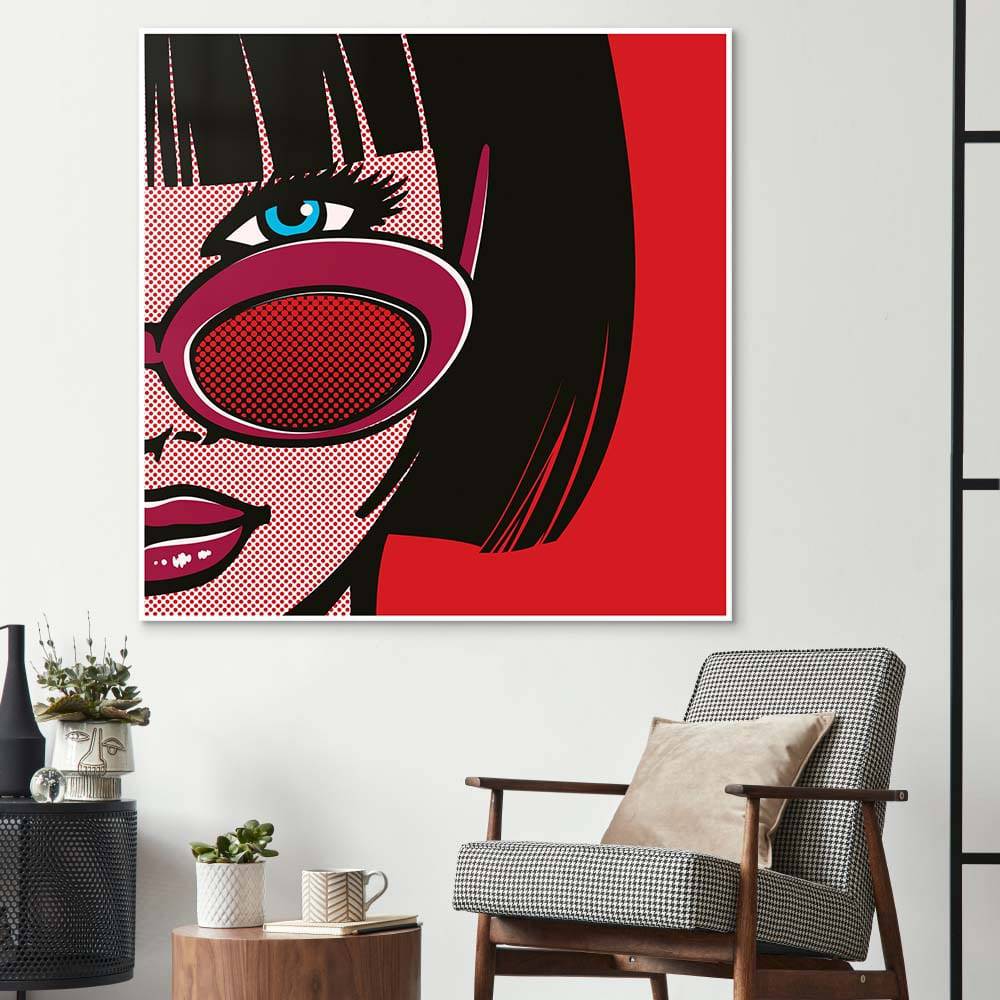 Retro Red Sunglasses 2 Glass Wall Art - CreoGlass E-Shop