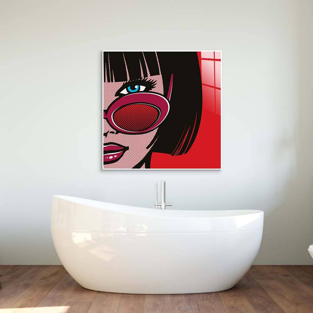 Retro Red Sunglasses 2 Glass Wall Art - CreoGlass E-Shop