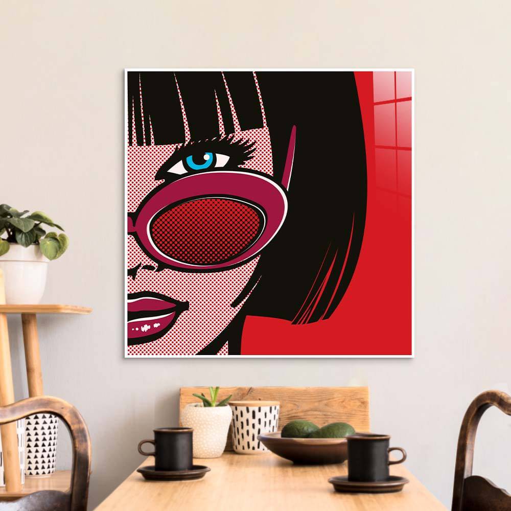 Retro Red Sunglasses 2 Glass Wall Art - CreoGlass E-Shop