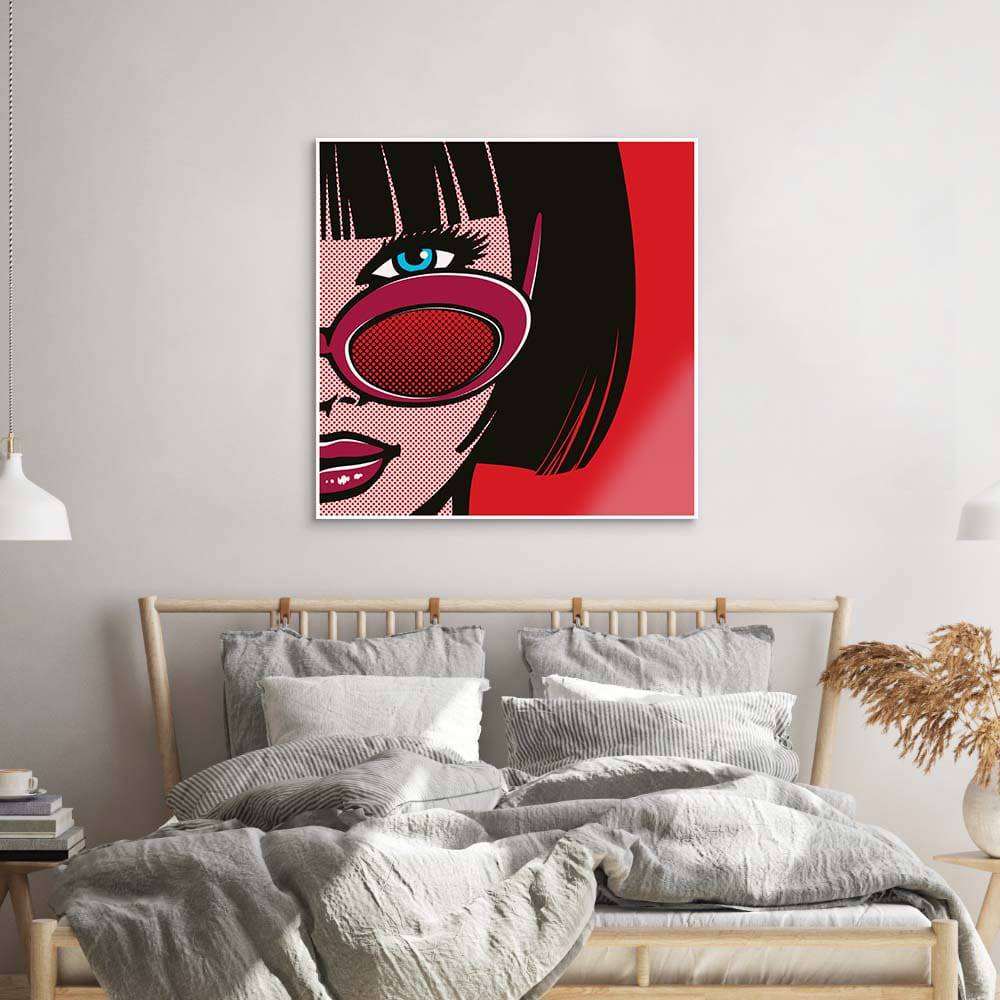 Retro Red Sunglasses 2 Glass Wall Art - CreoGlass E-Shop