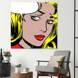 Retro Woman with Speech Bubble Glass Wall Art - CreoGlass E-Shop