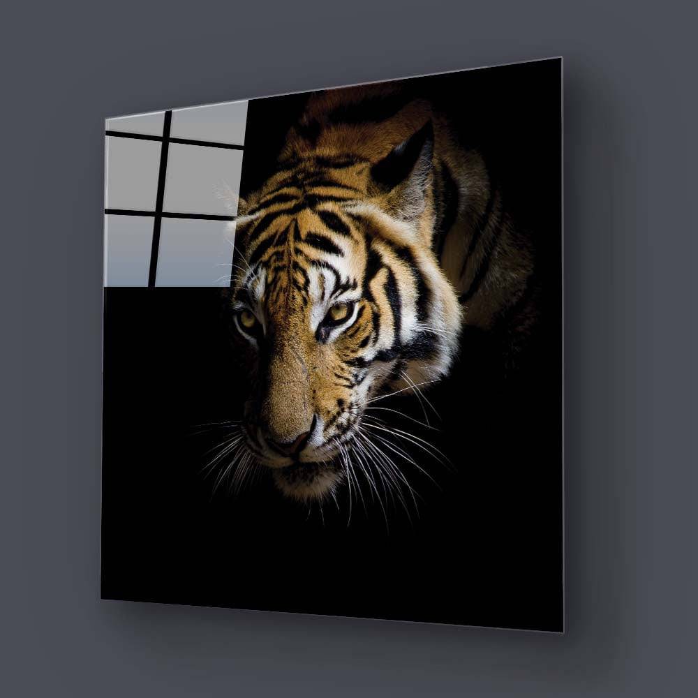 Side-Facing Tiger Glass Wall Art - CreoGlass E-Shop