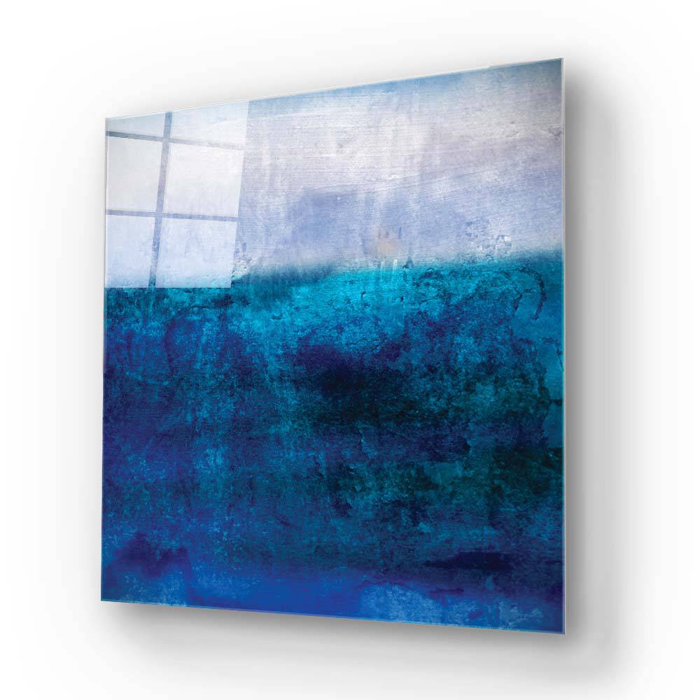 Textured Shades of Blue Glass Wall Art - CreoGlass E-Shop