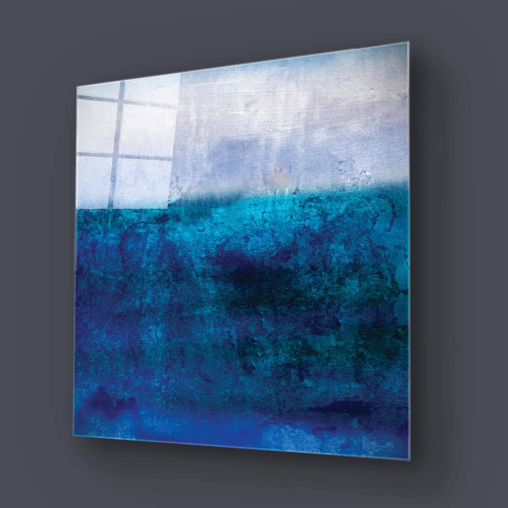 Textured Shades of Blue Glass Wall Art - CreoGlass E-Shop