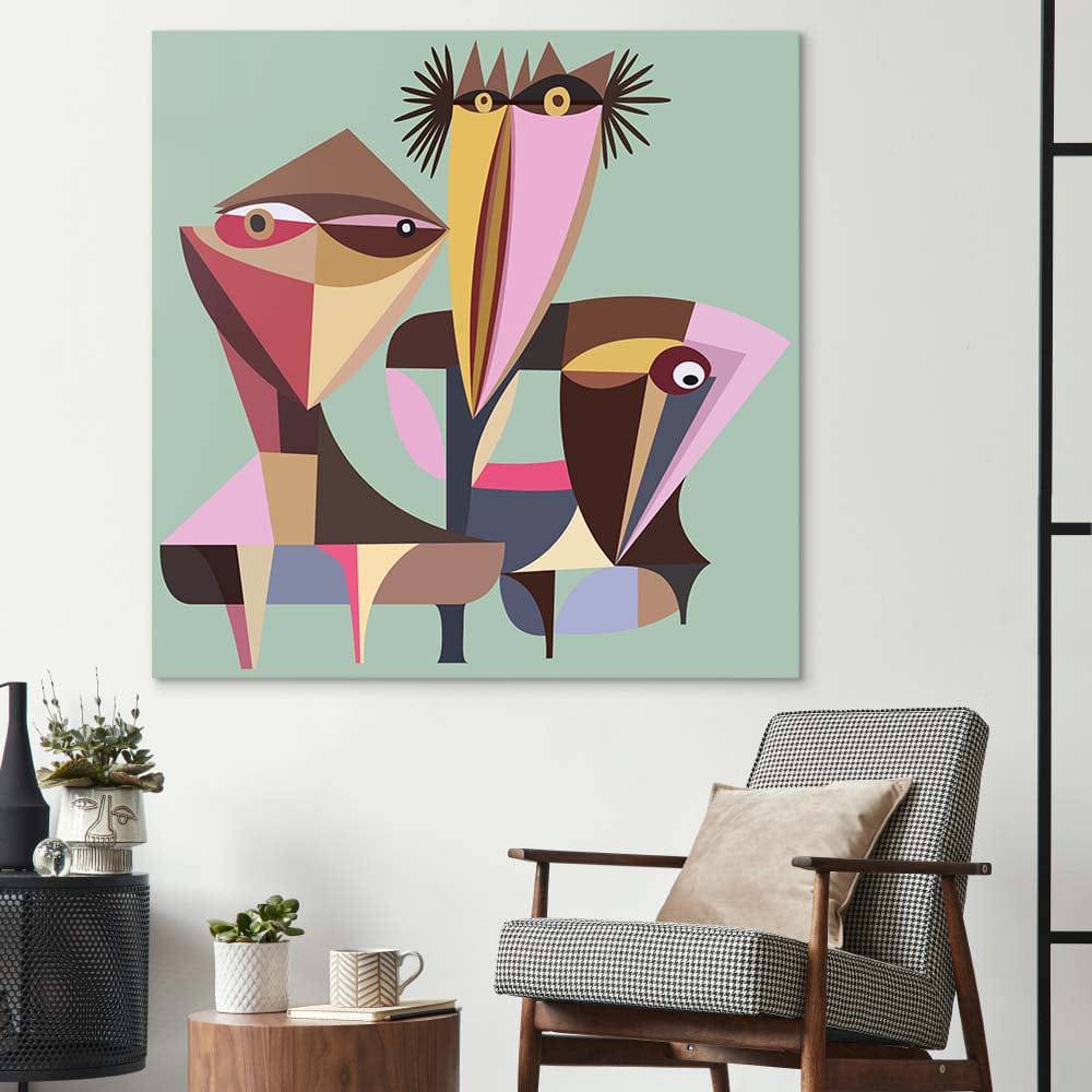 Three Abstract Birds Glass Wall Art - CreoGlass E-Shop