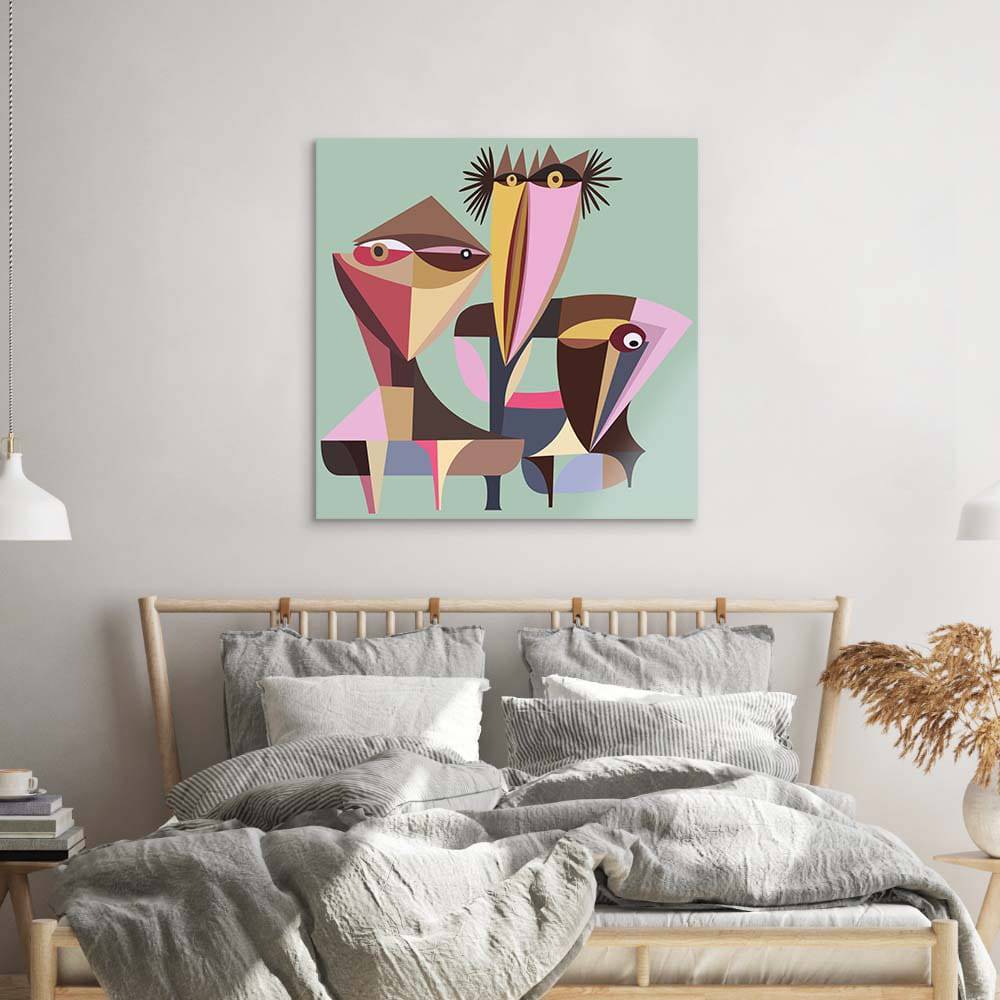 Three Abstract Birds Glass Wall Art - CreoGlass E-Shop
