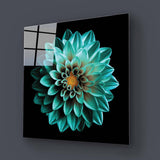 Turquoise Dahlia Glass Wall Art - CreoGlass E-Shop