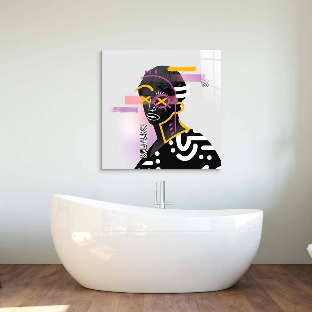 Vandalised Greek Statue 2 Glass Wall Art - CreoGlass E-Shop