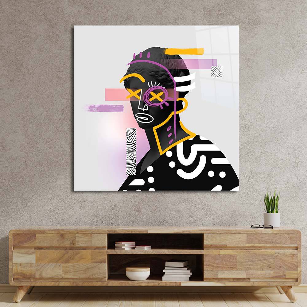Vandalised Greek Statue 2 Glass Wall Art - CreoGlass E-Shop