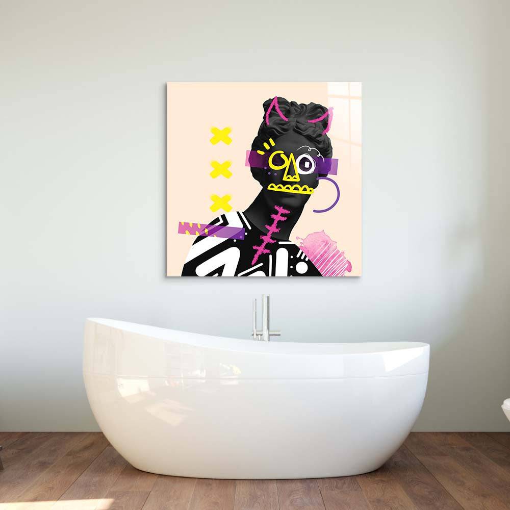 Vandalised Greek Statue 3 Glass Wall Art - CreoGlass E-Shop