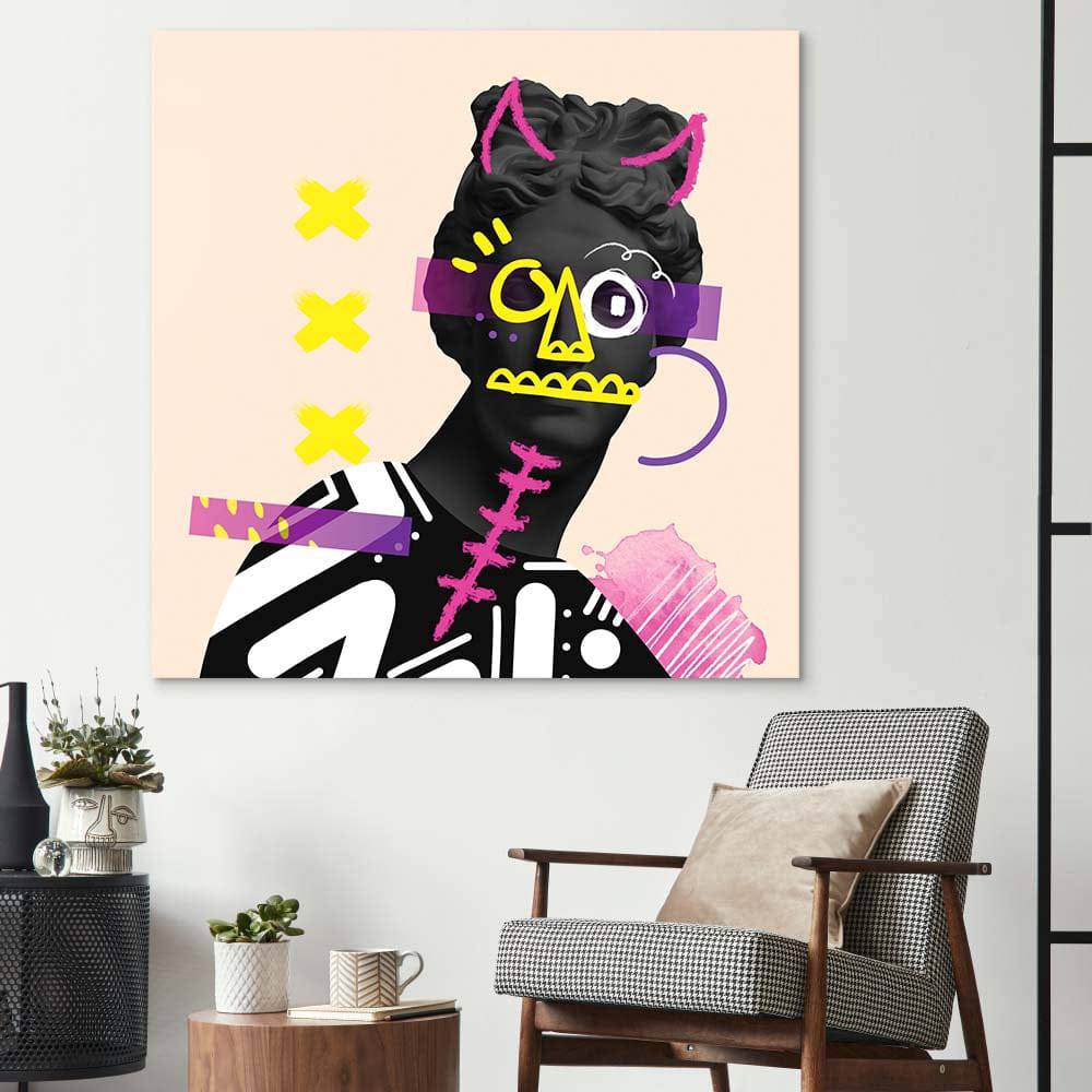 Vandalised Greek Statue 3 Glass Wall Art - CreoGlass E-Shop